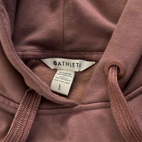 Athleta Triumph Logo Pullover Hoodie Large Mauve - Picture 4 of 5